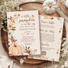 A Little Pumpkin QR Code Fall Floral Baby Shower