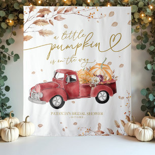 A Little Pumpkin Red Truck Baby Shower Backdrop