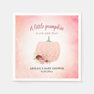 A Little Pumpkin Rose Gold Baby Shower Napkins