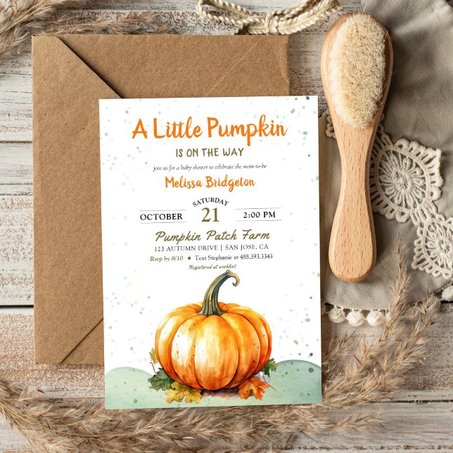 A Little Pumpkin Rustic Autumn Baby Shower Invitation (Rustic Little Pumpkin on the Way Fall Baby Shower Invitation)