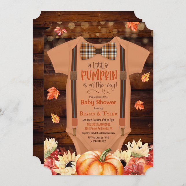 A Little Pumpkin Rustic Baby Shower Invitation (Front/Back)