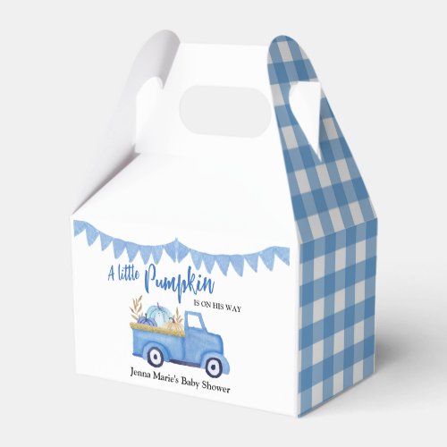 A Little Pumpkin Rustic Blue Truck Baby Shower Favor Boxes