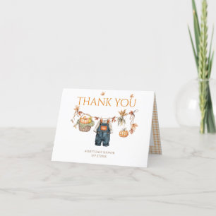 A Little Pumpkin Rustic Boho Fall Baby Shower Letterpress Thank You Card