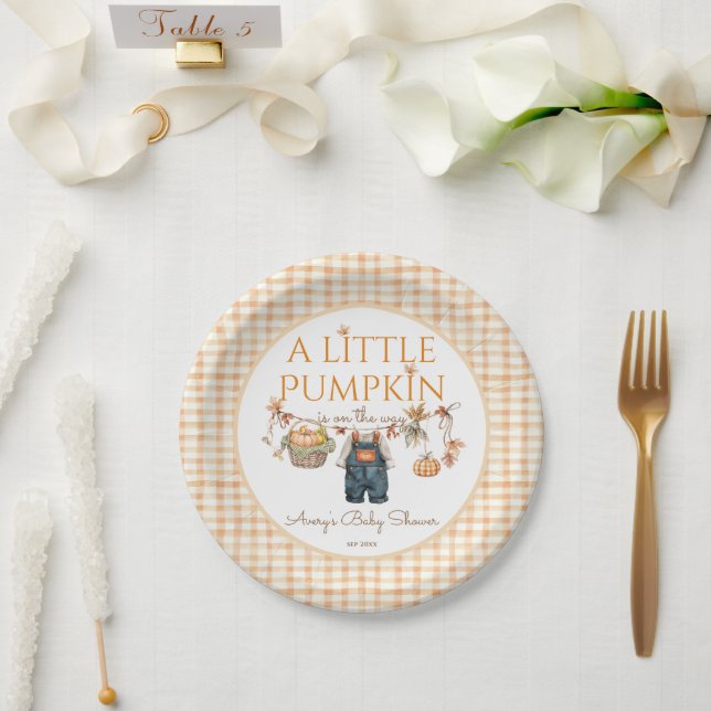 A Little Pumpkin Rustic Boho Fall Baby Shower Paper Plates (Wedding)