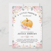 A Little Pumpkin Rustic Cotton Floral Invitation