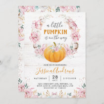 A Little Pumpkin Rustic Cotton Floral Invitation