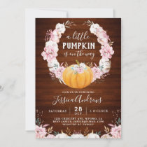 A Little Pumpkin Rustic Cotton Floral Invitation