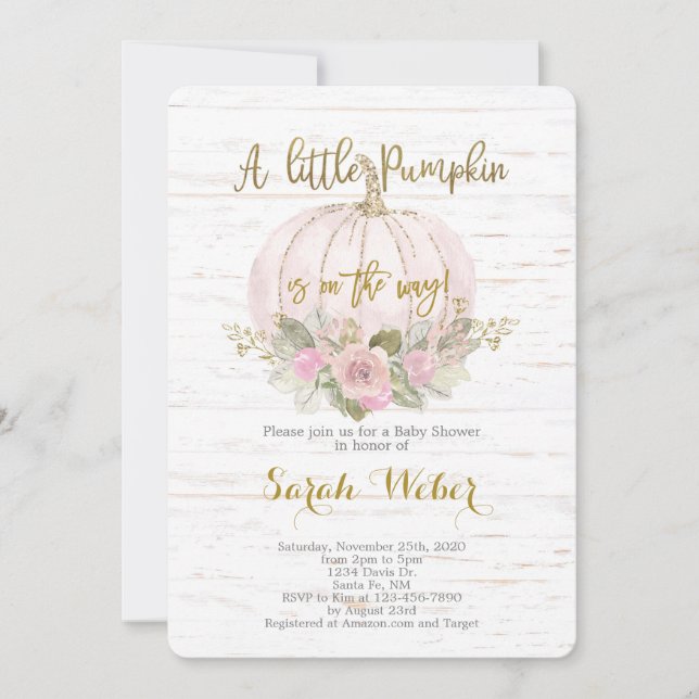 A little pumpkin Rustic fall baby shower girl Invitation (Front)