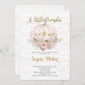 A little pumpkin Rustic fall baby shower girl Invitation (Front/Back)