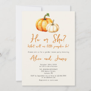 A Little Pumpkin Rustic Fall Gender Reveal Party Invitation