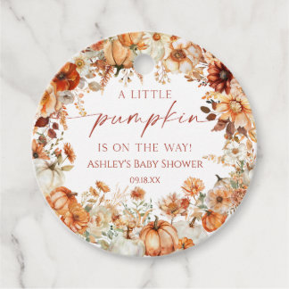 A Little Pumpkin Rustic Floral Baby Shower Favor Tags