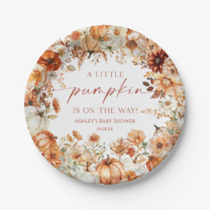 A Little Pumpkin Rustic Floral Baby Shower Paper Plates
