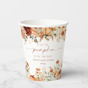A Little Pumpkin Rustic Floral Bridal Shower Paper Cups