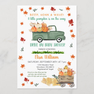 A Little Pumpkin Safari Drive By Baby Shower Invitation