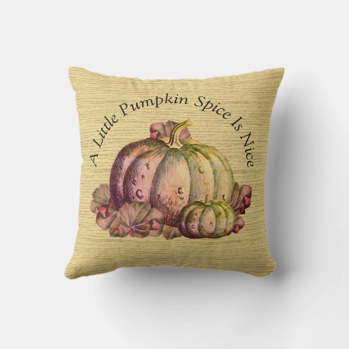 A Little Pumpkin Spice is Nice  Fall  Color decor Throw Pillow