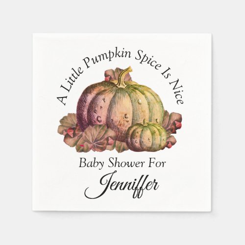 A Little Pumpkin Spice is Nice  Girl Baby Shower Napkins