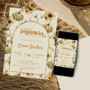A little pumpkin sunflower fall baby shower invitation