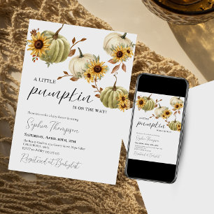 A little pumpkin Sunflower Fall baby shower Invitation