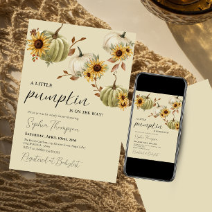 A little pumpkin Sunflower Fall baby shower Invitation