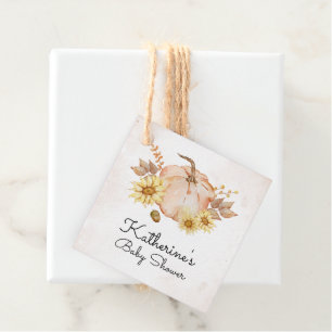 A Little Pumpkin Sunflowers Autumn Baby Shower Favor Tags