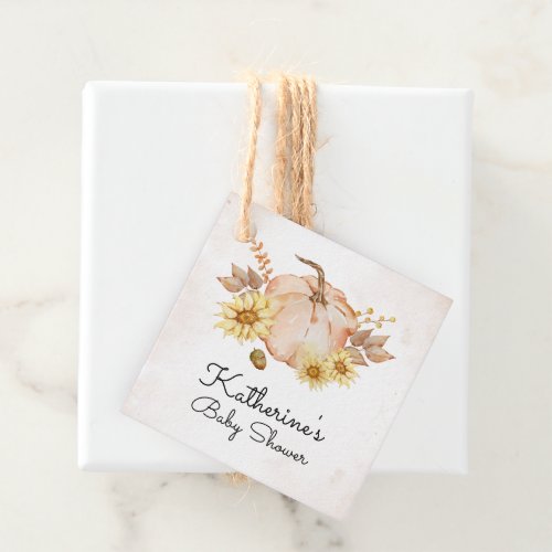 A Little Pumpkin Sunflowers Autumn Baby Shower Favor Tags