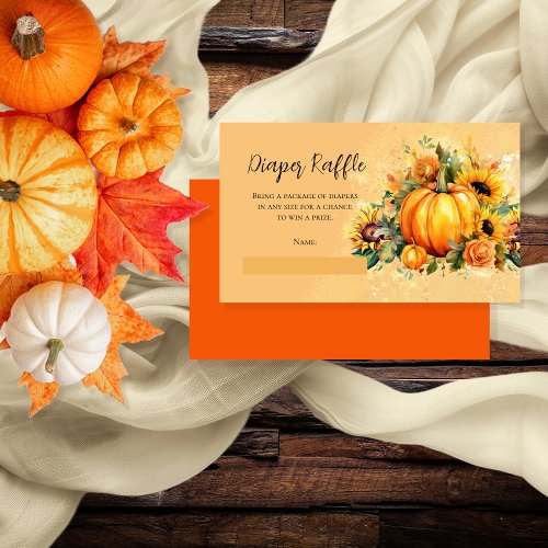  A Little Pumpkin Sunflowers Baby Diaper Raffle Enclosure Card