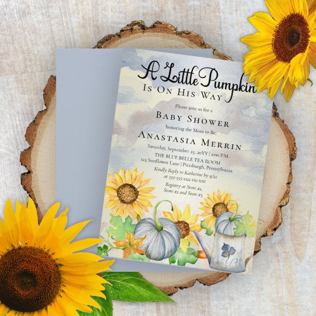 A Little Pumpkin | Sunflowers Boy Baby Shower Invitation