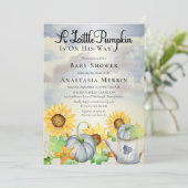 A Little Pumpkin | Sunflowers Boy Baby Shower Invitation (Standing Front)