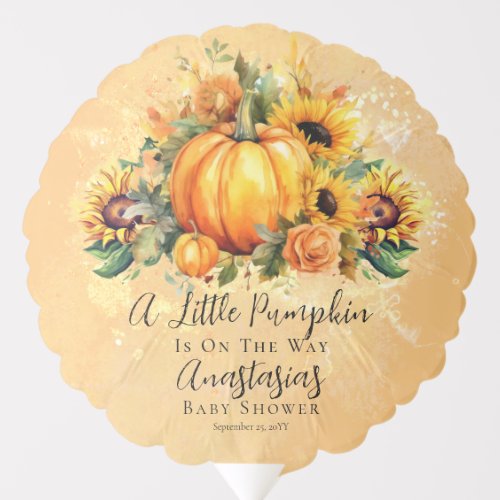 A Little Pumpkin  Sunflowers Fall Baby Shower Balloon