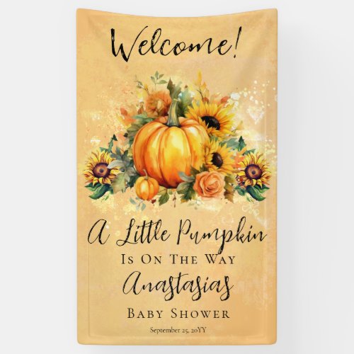 A Little Pumpkin  Sunflowers Fall Baby Shower Banner
