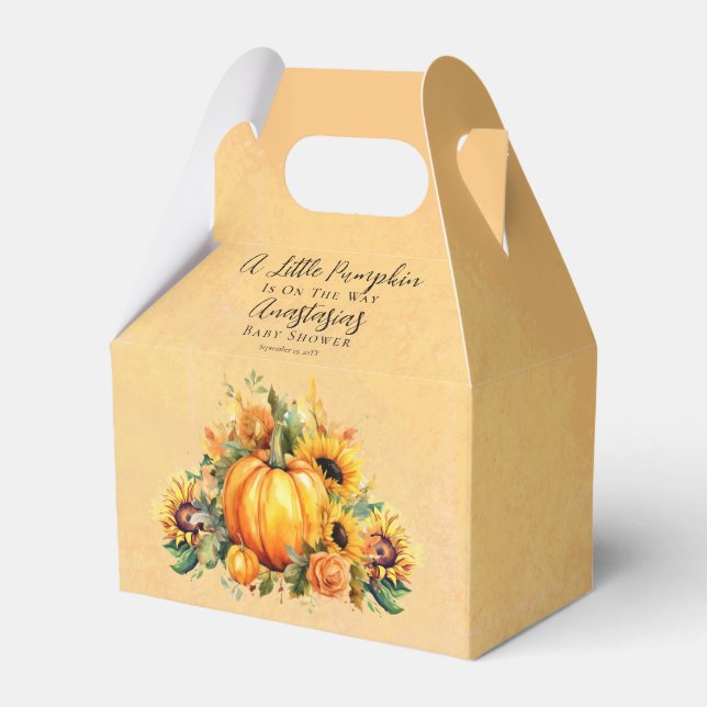 A Little Pumpkin | Sunflowers Fall Baby Shower Favor Boxes (Front Side)