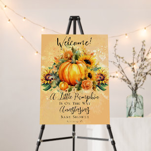 A Little Pumpkin   Sunflowers Fall Baby Shower Foam Board