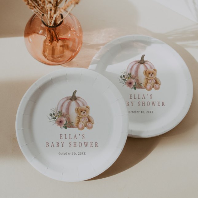 A Little Pumpkin Teddy Bear Paper Plates (Creator Uploaded)