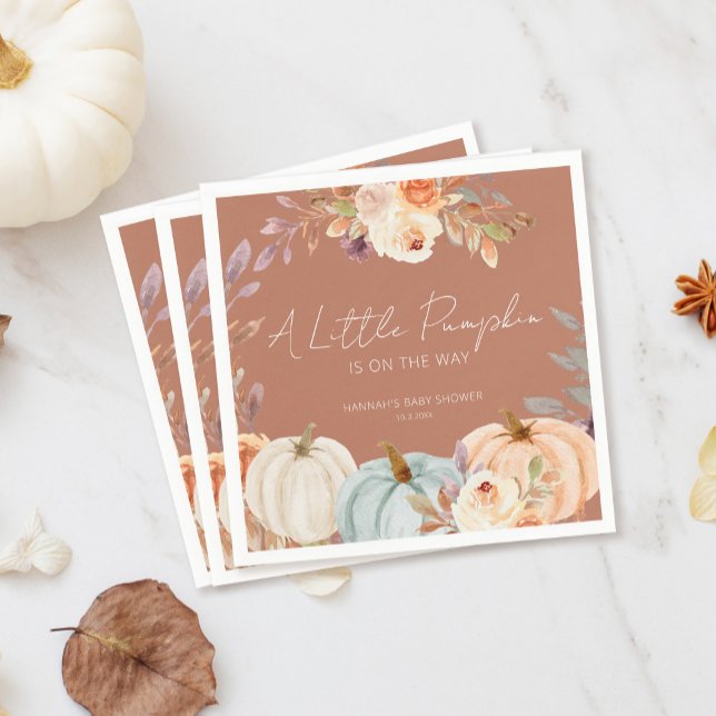A Little Pumpkin Terracotta Fall Baby Shower Napkins (Creator Uploaded)