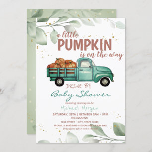 A Little Pumpkin Truck Drive By Baby Shower Invitation