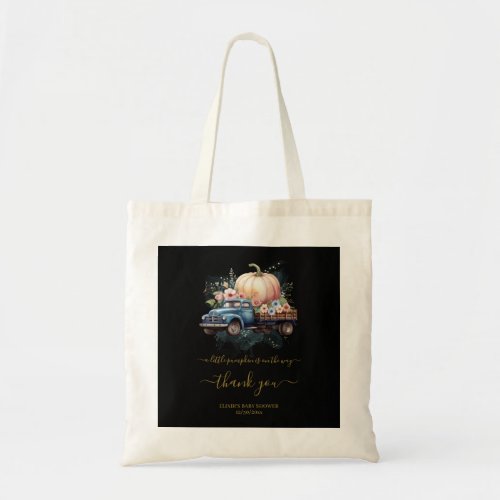 A Little Pumpkin Watercolor Truck Baby Shower Tote Bag