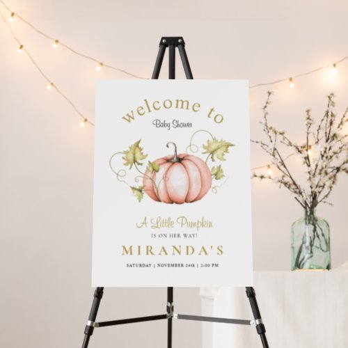 A Little Pumpkin Welcome to Baby Shower Watercolor Foam Board