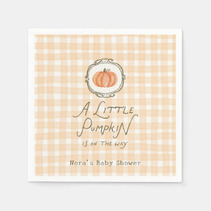 A Little Pumpkin Whimsical Gingham Baby Shower Napkins
