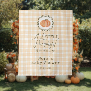 A Little Pumpkin Whimsical Gingham Baby Shower Tapestry