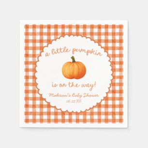 A Little Pumpkin Whimsical Orange Fall Baby Shower Napkins