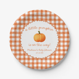 A Little Pumpkin Whimsical Orange Fall Baby Shower Paper Plates