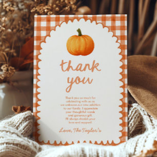 A Little Pumpkin Whimsical Orange Fall Baby Shower Thank You Card