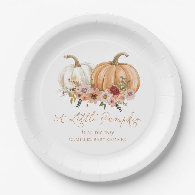 A Little Pumpkin Wildflower Baby Shower Paper Plates (Front)