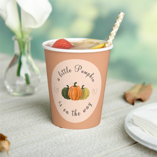 A Little Pumpkins on the Way Fall Vintage Pumpkin Paper Cups