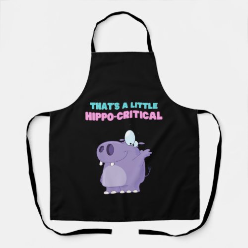 A Little Purple Hippo Critical Funny Hippopotamus Apron