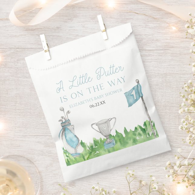 A Little Putter Blue Golf Baby Shower Favor Bag (Clipped)