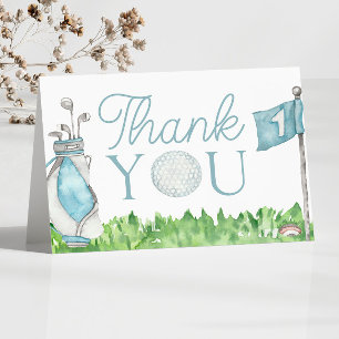 A Little Putter Blue Golf Baby Shower Letterpress Thank You Card