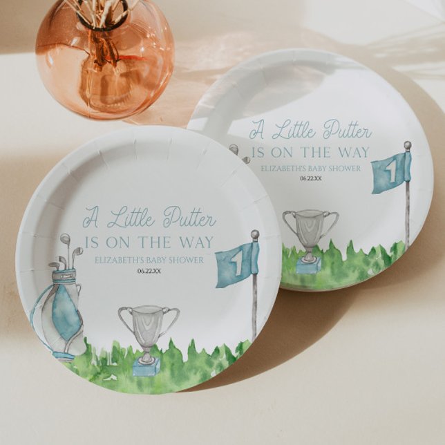 A Little Putter Blue Golf Baby Shower Paper Plates (Creator Uploaded)