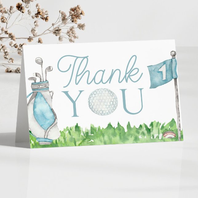 A Little Putter Blue Golf Baby Shower Thank You Card (Creator Uploaded)