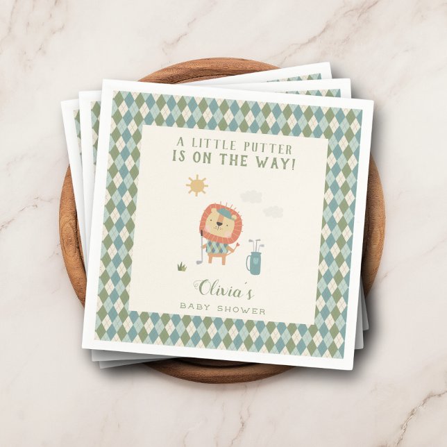 A Little Putter Golf Baby Shower Preppy Argyle   Napkins (A stylish finishing touch for your “Little Putter” golf baby shower.
)
